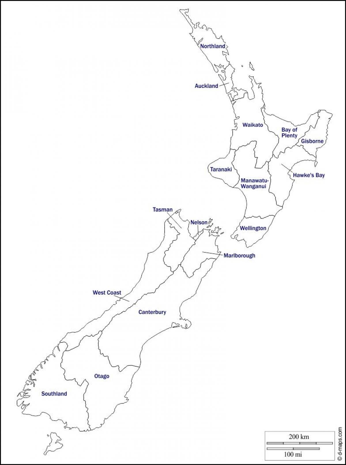 خريطة نيوزيلندا الفارغة