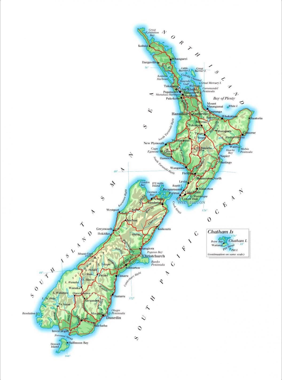 خريطة كبيرة لنيوزيلندا