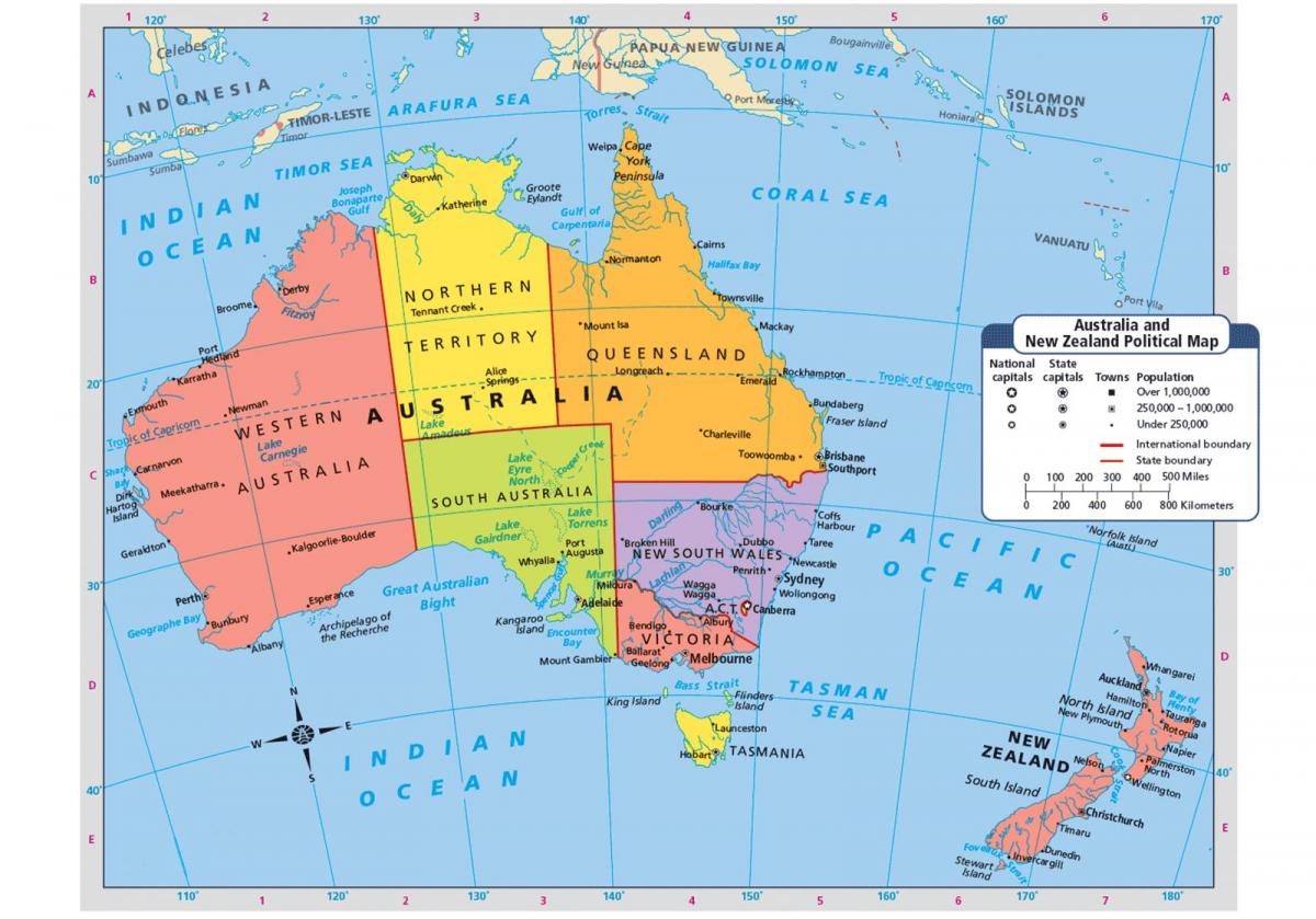 خريطة نيوزيلندا والبلدان المجاورة