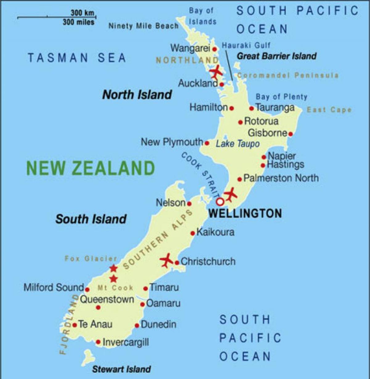 خريطة مطارات نيوزيلندا