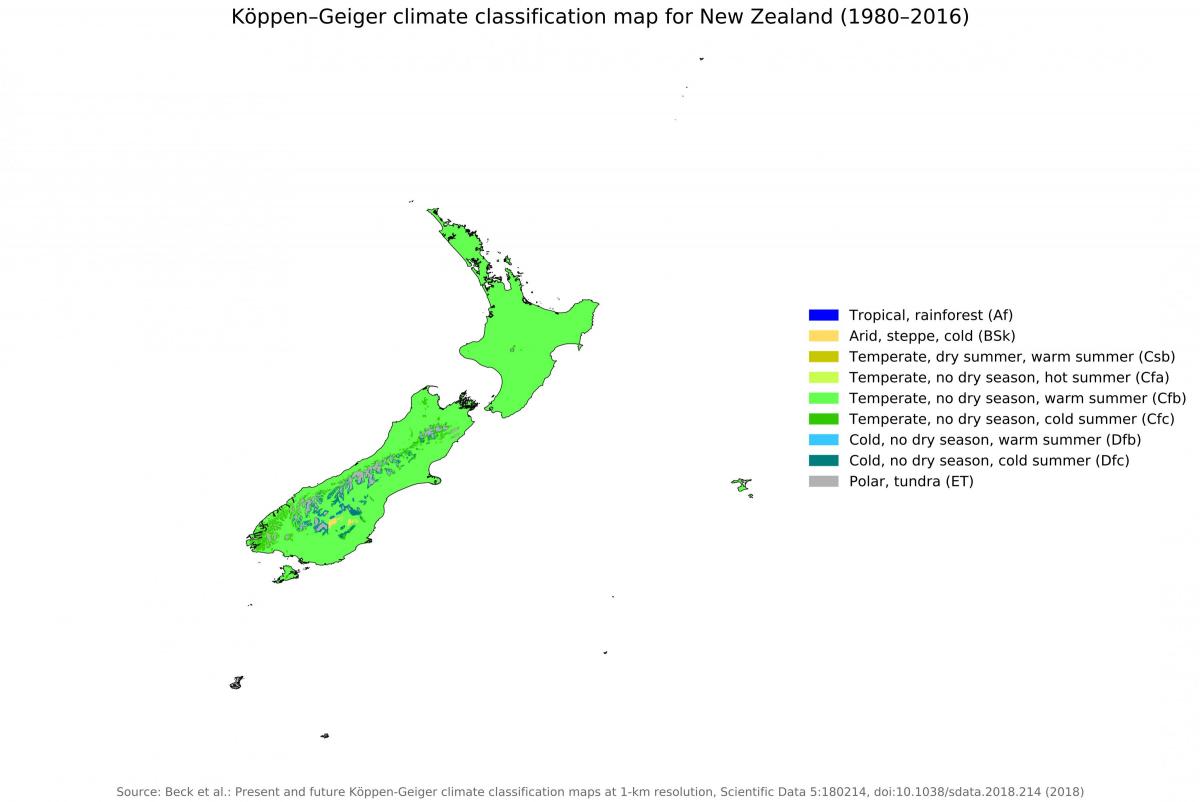 خريطة درجة الحرارة نيوزيلندا