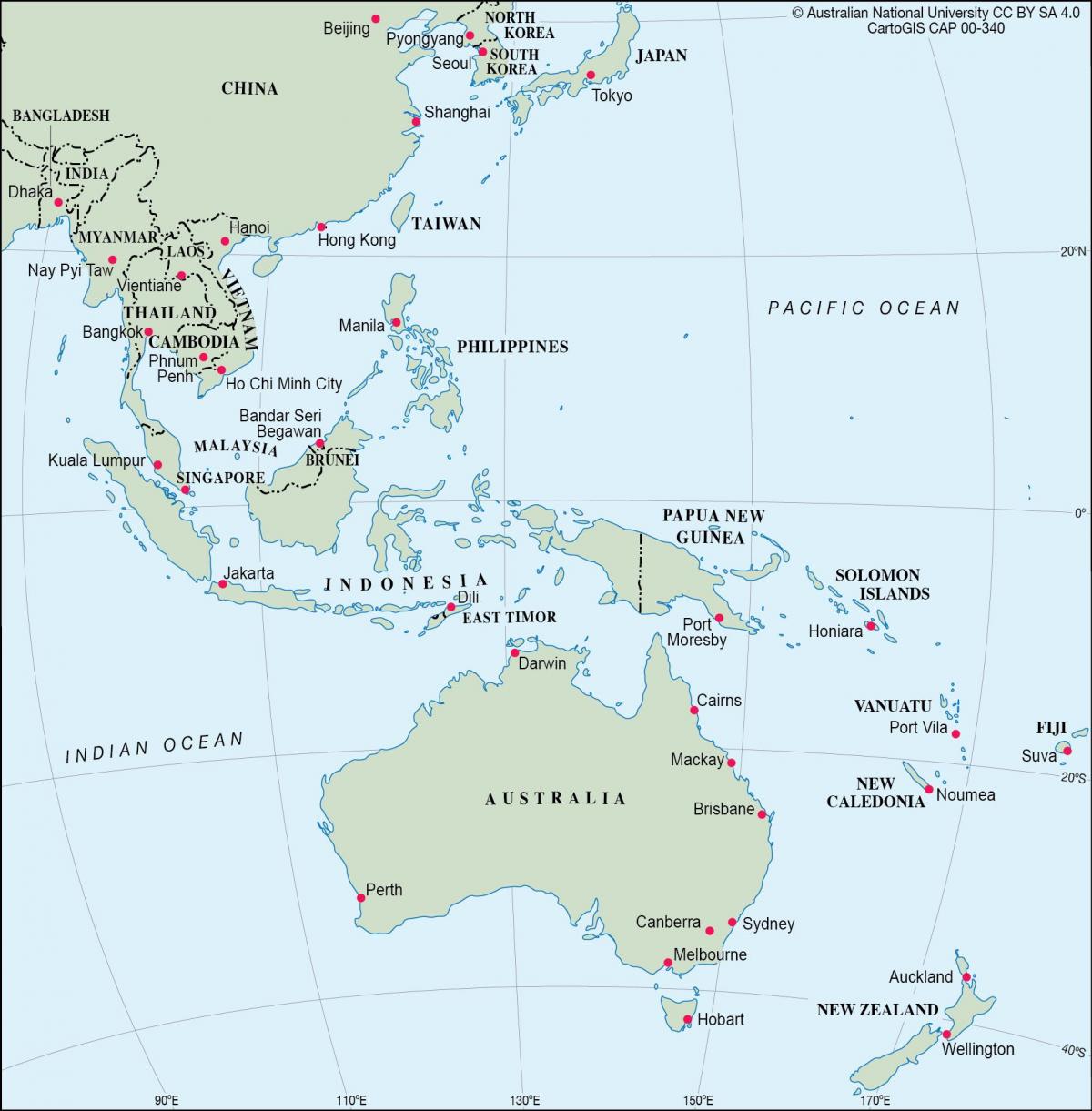 نيوزيلندا موقع على خريطة أوقيانوسيا