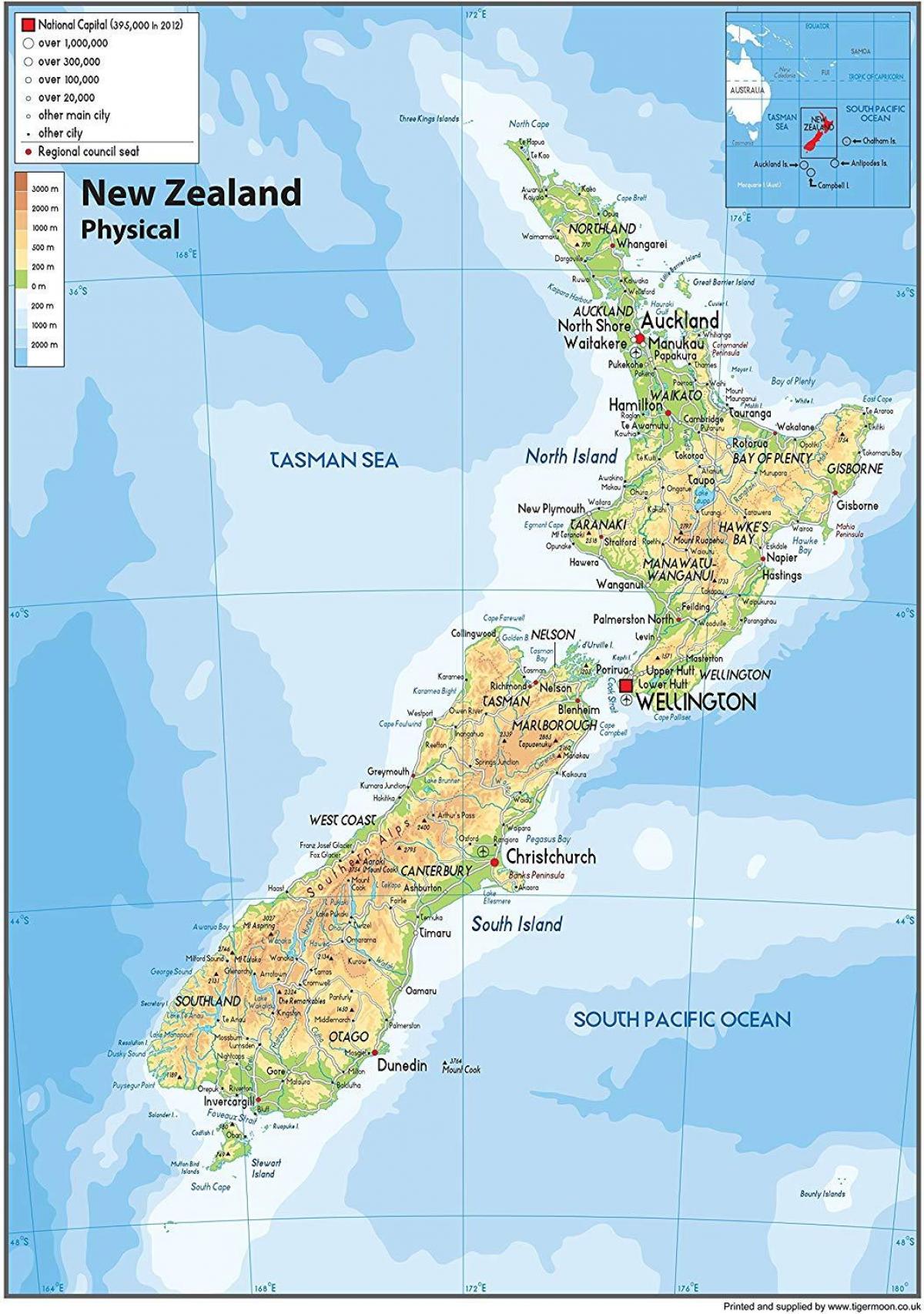 خريطة نموذج الأرض في نيوزيلندا