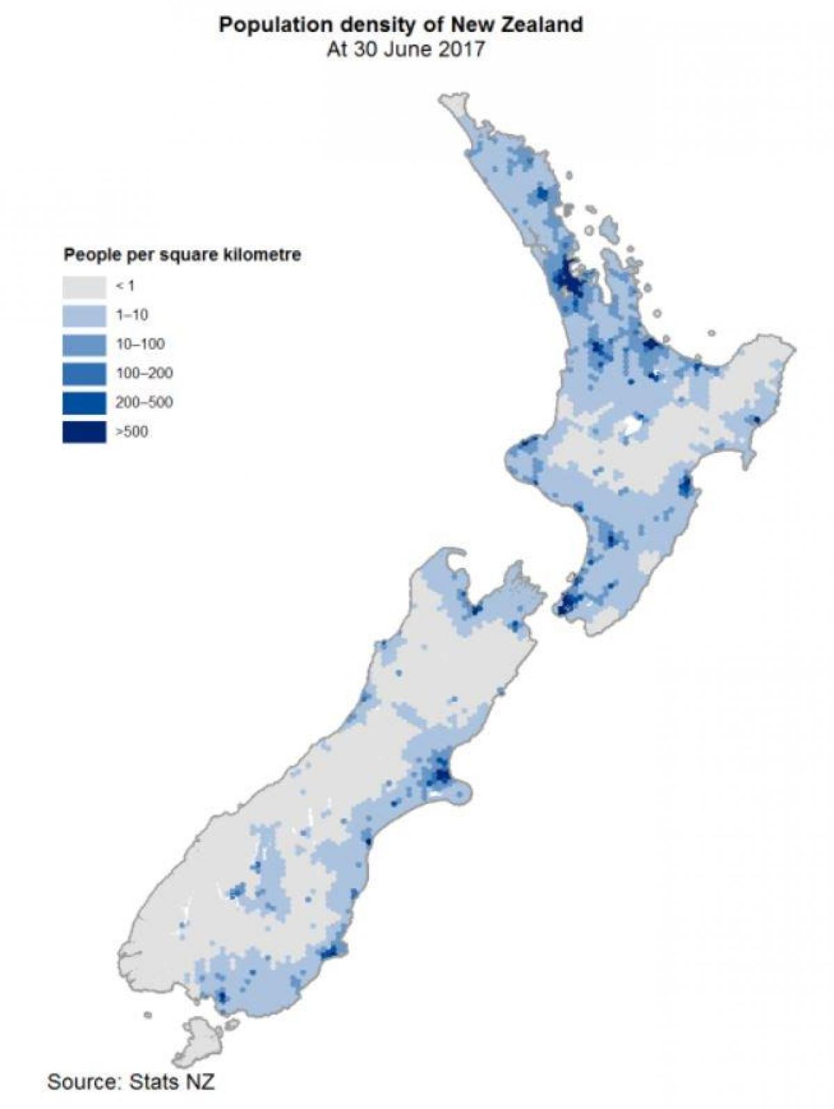 خريطة كثافة نيوزيلندا