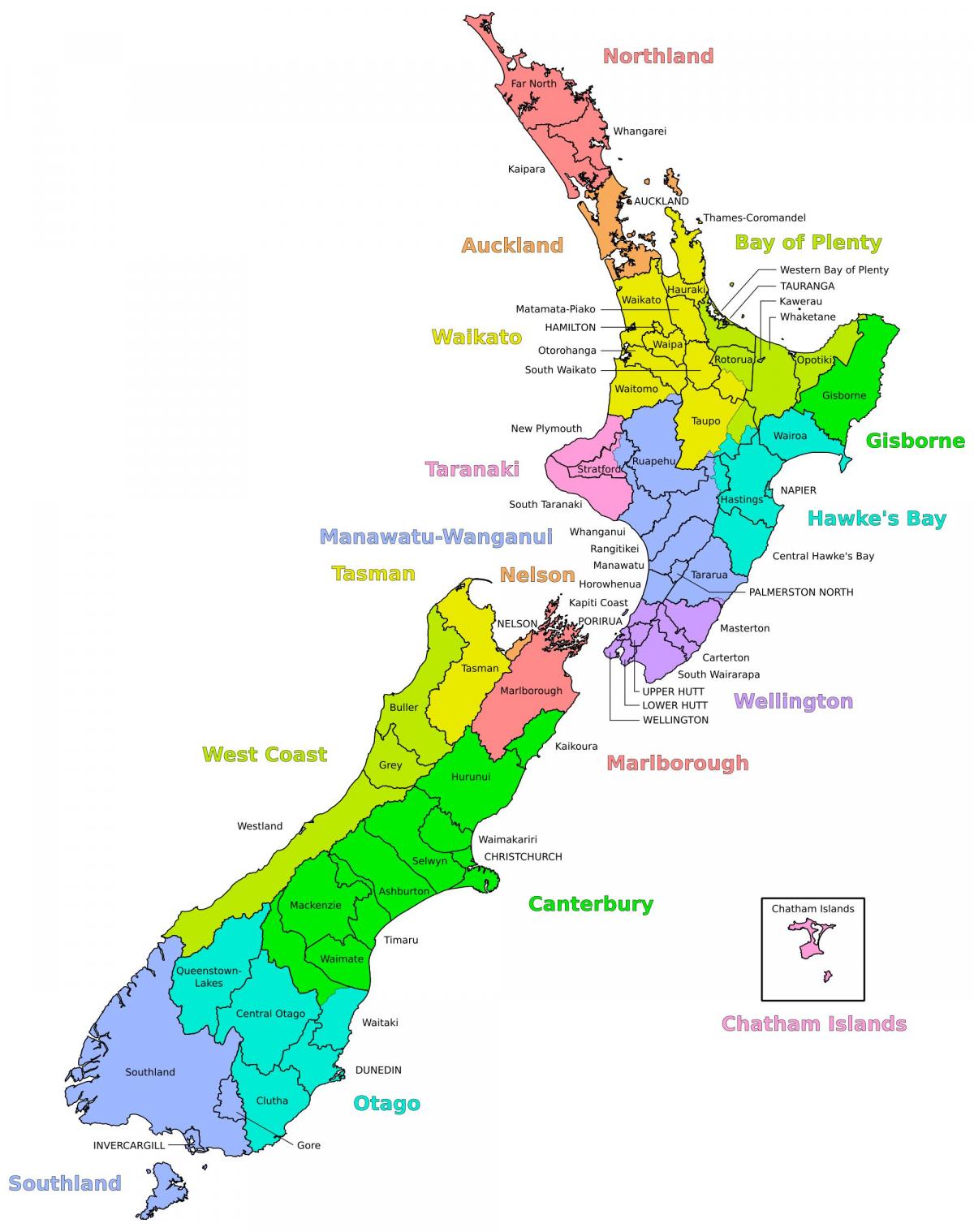 خريطة مناطق نيوزيلندا
