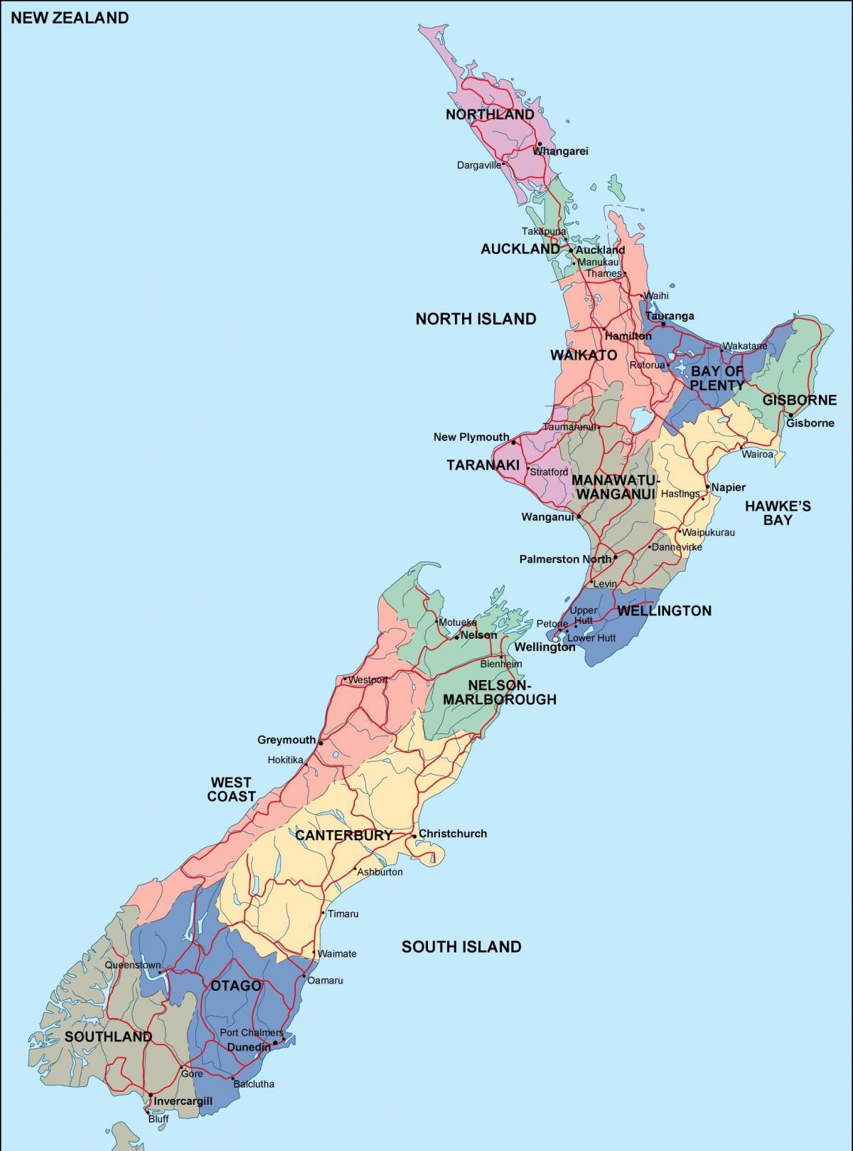 خريطة دولة نيوزيلندا