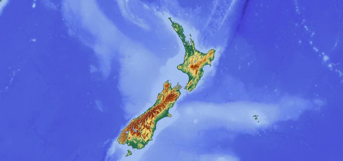 خريطة طبوغرافية لنيوزيلندا