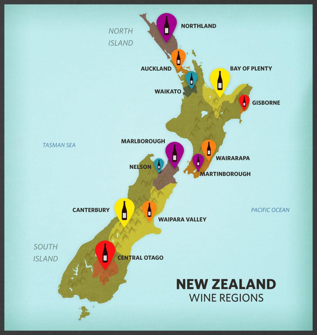 خريطة مزارع الكروم في نيوزيلندا